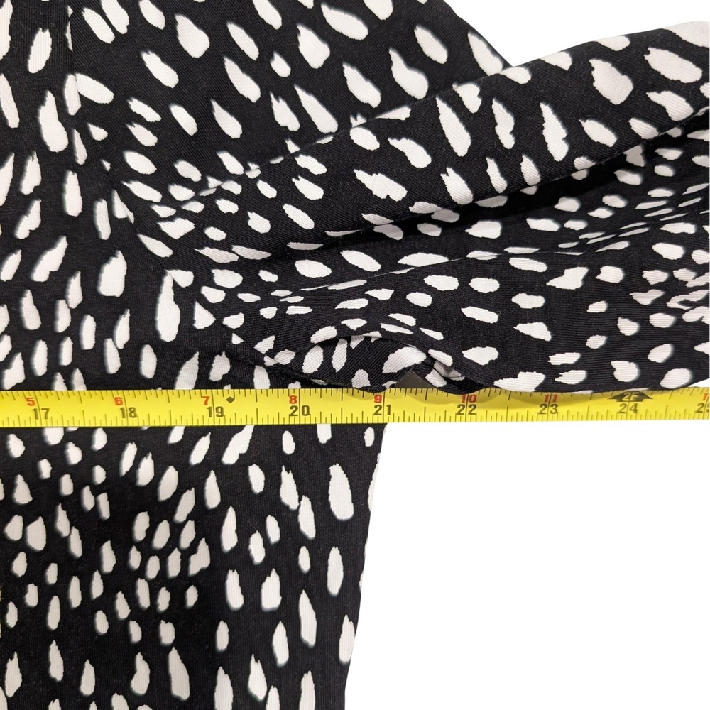 Chicos Cotton Tee Size L Black White Women Animal Print V-Neck 3/4 Sleeves - Picture 5 of 8